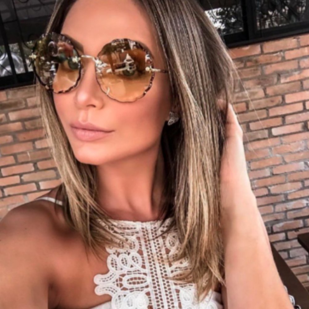 CHLOE ROSIE FLOWER 60mm Scalloped Gradient OCHRE Sunglasses MSRP$460